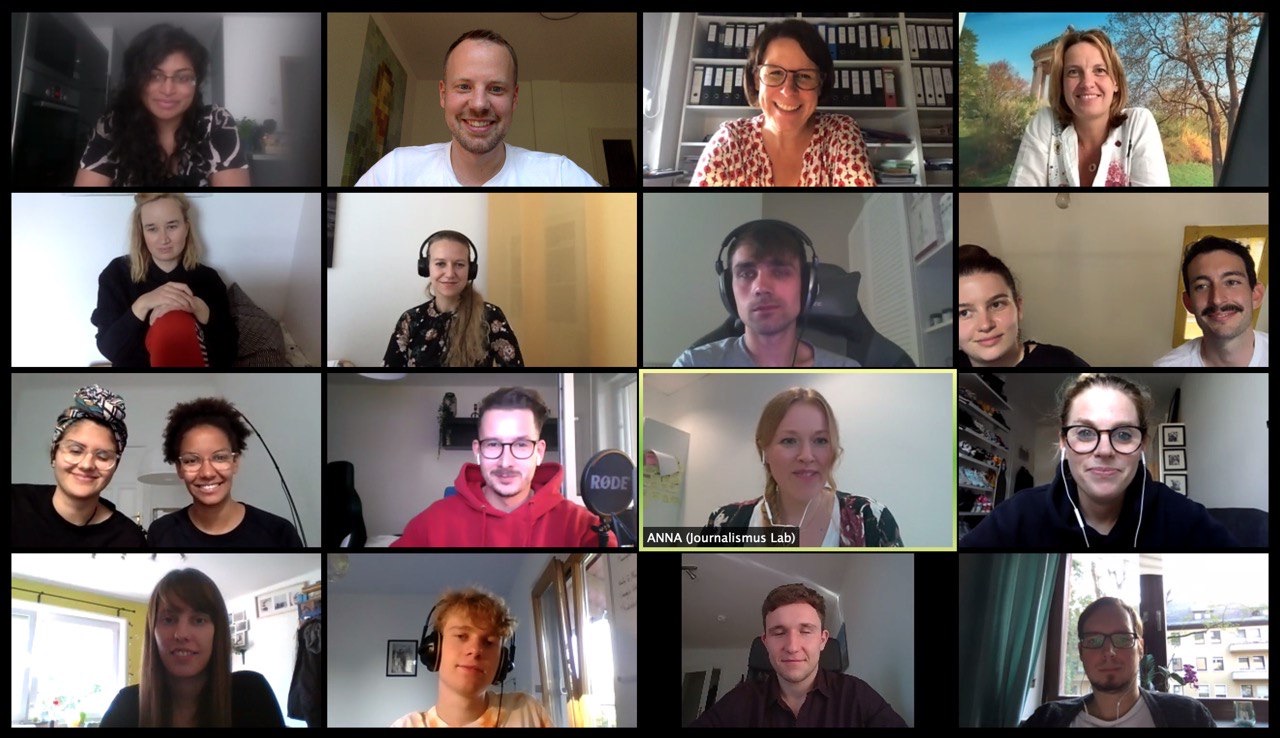 Screenshot der Videokonferenz bei der Onboarding-Woche.